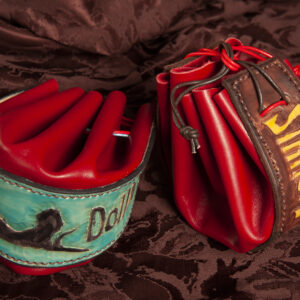 Handmade RED leather Sinners Dollhouse pouche